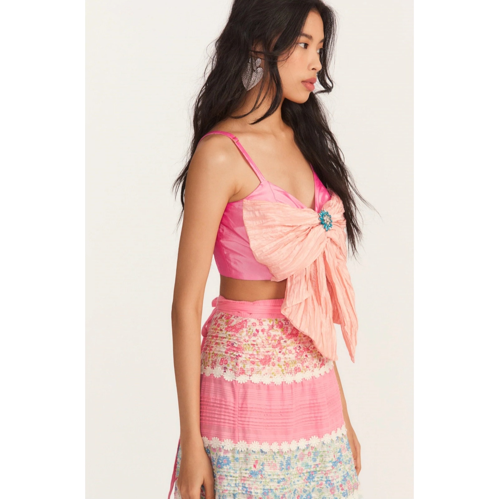 Loveshackfancy Pink Cherry Blossom Pink Vima Crop Top Nwt Size 2